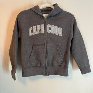 Cuffy's Cape Cod Kids Full Zip Hoodie Small 7/8 Grey EUC Embroidered